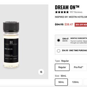 BRAND NEW Hotel Collection Dream On Pro-Pod Oil
